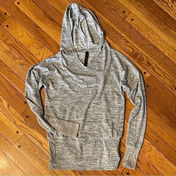 90 degrees by Reflex LONG SLEEVE‎ grey HEATHER WRAP front HOODIE - Picture 6 of 6